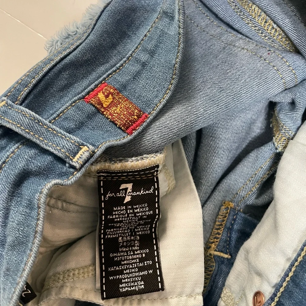 7 For All Mankind Cut Off Denim Shorts Raw Hem size 24